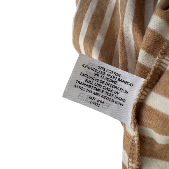 Coolibar Small Hoodie Key Colony Beach Striped Tassel Tie Upf 50 Brown White - Picture 4 of 4